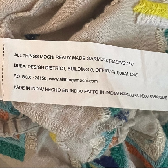 All Things Mochi | Linen Cotton Embroidered Crop Top Flared Sleeve Size XS - Picture 13 of 13